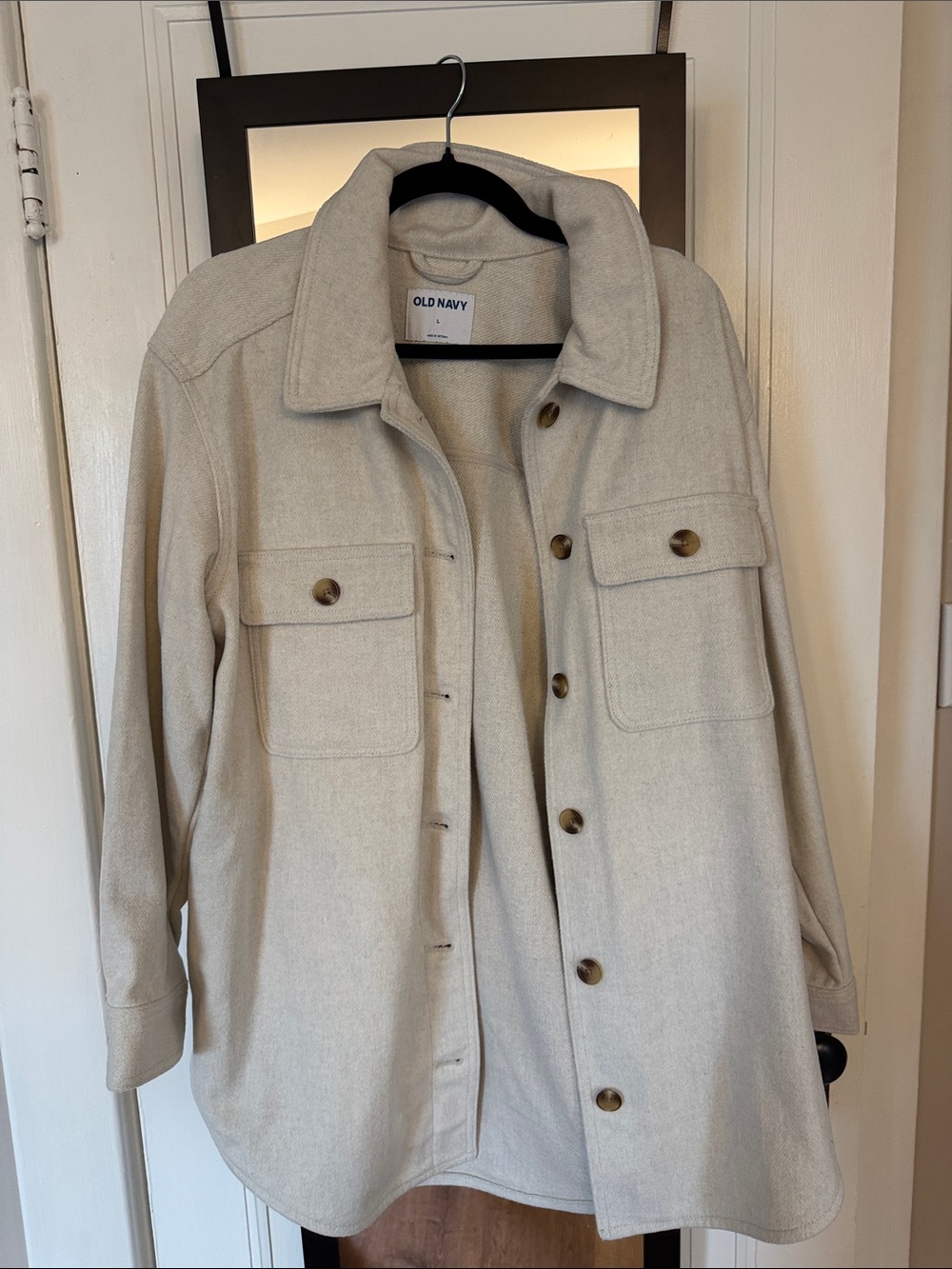 Old Navy Cream Utility Shacket with Button Pockets